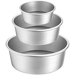 Lawei Round Cake Pan Set - 4" 6" 8" Aluminium Cake Pans with Removable Base Round Cake Baking Pans for Wedding Birthday Party