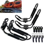 Telakeni 2 Pairs Kayak Carrier Racks, Universal Cars Kayak Canoe Roof Rack for CAR SUV (2 Pairs with 10ft S-Hook)
