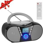 Gueray CD Player Portable CD Players for Home Boombox CD Player with Speakers Bluetooth FM Radio Built-in Dual Speakers with LCD Display Support USB & AUX Playback Headphone Jack for Audio books