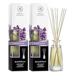 Reed Diffuser Lavender - 2x100ml - Room Diffusers Set with Lavender Essential Oil - Scented Diffusers with Sticks - Home Fragrance - Air Freshener - Lavender Aroma - Room Fragrance - Calming Scents