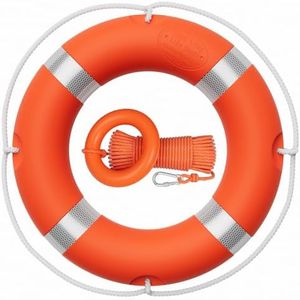 Tresbro 23 inch Boat Safety Throw Ring with Water Floating Lifesaving Rope 50FT Set, 1.5 KG Professional Life Ring and Reflective Strip