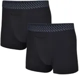 Tommy John Men’s Trunk 4” Underwear, Cotton Basics Boxers with Contour Pouch, Soft Naturally Breathable Stretch Fabric Mens Underwear for Daily Wear, 2 Pack (Black, Large)