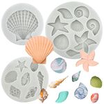 3 PCS Marine Theme Cake Fondant Silicone Mold Seashell Conch Starfish Coral Baking Molds for DIY Cake Decoration Chocolate Candy Polymer Clay Crafting Projects…