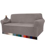 Granbest High Stretch Sofa Covers 3 Seater Super Soft Stylish Couch Covers for Dogs Pets Cats Jacquard Spandex Non Slip Sofa Slipcover for Living Room Furniture Protector (3 Seater, Taupe)