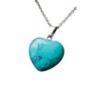 Natural Turquoise Heart Shaped Pendant Healing Crystal Gemstone Heart Pendant for Women & Men Stone Charms for Jewellery (Pack of 1)