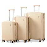 Hanke Hard Shell Luggage Sets 3 Pieces, 20/24/28 Inch Carry On Luggage with Wheels Lighweight TSA Luggage Extra Large Luggage for Travel Checked Suitcase Carry On Bag(Cuba Sand)