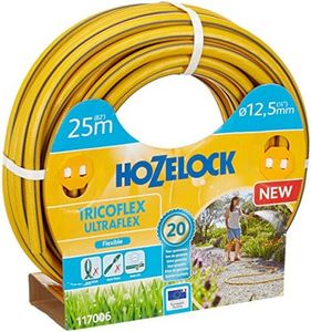 HOZELOCK - Tuyau Tricoflex Ultraflex Ø 12,5mm (1/2") 25 M : Tuyau d'Arrosage Flexible, Résistant aux Intempéries et Robuste, Technologie "TNT Non Torsion"et "Soft&Flex", 40% PVC Recyclé [117006]