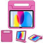 ProCase Kids Case for iPad 10th Generation with Pencil Holder, iPad 10 case 10.9 Inch 2022 Shockproof Lightweight Kids Case with Stand and Convertible Handle for Child Boys Girls Toddlers -Pink