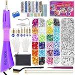 Hotfix Applicator GLTECK DIY Hot Fix Rhinestone Applicator Wand Setter Tool Kit with 7 Different Sizes Tips Tweezers & Brush Cleaning kit and 2 Pack Hot-Fix Crystal Rhinestones
