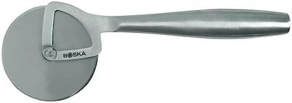 Boska Stainless Steel Pizza Cutter - Copenhagen Multifunctional Pizza Wheel Cutter - Handheld Food Slicer - Silver Non-Stick Adjustable Roller - Dishwasher Safe - for Kitchen Cooking