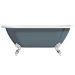 The Bath Co. Dalston Province Blue Back to Wall freestanding Bath with Chrome Ball and Claw feet - Blue Freestanding Bath, Round Freestanding Baths, Baths