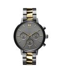 MVMT Nova Qtz Multifunction Grey Round Dial Women's Stainless Steel Watch, Ionic Plated Gold Steel & Ionic Plated Grey Steel Material, Gold Band - 28000177-D