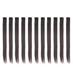 Beaute Galleria - Bundle 11pcs Single Color 21 Inches Straight Party Highlights Clip In Synthetic Hair Extensions Cosplay Comic Con Halloween Costume (Dark Brown)