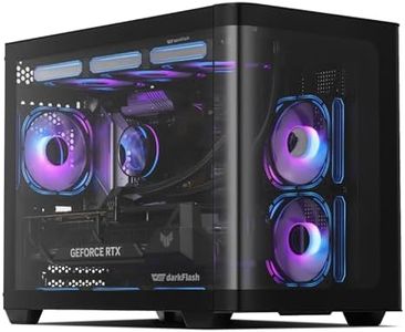 darkFlash Micro-ATX Gaming PC Case, MATX PC Case with 3 x 120mm ARGB Fans, Panoramic View Dual Tempered Curve Glass Computer Case, USB 3.0 Port, Supports Dual 360mm AIO, Black(DPW90M)