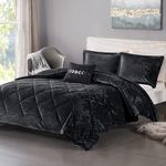 Intelligent Design Modern All Season Bedding Set with Matching Sham, Decorative Pillow, Microfiber, Black, Full/Queen(90"x90")