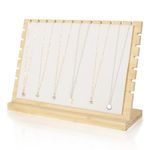 Bamboo Necklace Display Stand - Chain Jewelry Rack Organizer, Eco-Friendly Jewelry Holder Tabletop Jewelry Rack Showcases for Home and Shop Use (White Velvet)