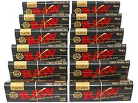 RAW Classic Black 1 1/4 Size Natural Unrefined Ultra Thin 79mm Rolling Papers (12 Packs)