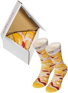 Rainbow Socks - Pizza Socks Box Slice Hawaiana - Mujer Hombre Calcetines - Novelty Regalo Para Los Amantes de La Pizza y La Cocina Italiana - 1 par - Tamaño 36-40