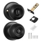 Coolty Privacy Door Knobs Keyless Lock Set Round Door Handle for Bedroom Bathroom Interior Doors Privacy Use(Black)