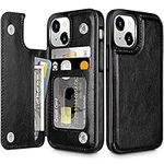 Coolden Compatible with iPhone 14 Case Wallet Case with Card Holder Slot Shockproof Case Flip Folio PU Leather Magnetic Closure Protective Case Cover Compatible with iPhone 14 Phone Case (Black)