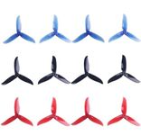 Makerfire 12pcs 5045 3-Blade Propellers, 5 Inch Tri Blade Props for 2204 2205 2206-2306 Brushless Motors FPV Racing Drone Quadcopter （ Transparent-Red,Black,Transparent-Blue）