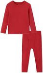 BambooBud Thermal Underwear for Kids Boys Long Sleeve Top and Bottom Pajama Set Soft Undershirts Johns Base Layer XXS-XL, Burgundy, Small