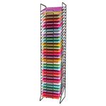 Metal Scrap Book Paper Rack (Wire Paper Rack/Scrapbook Paper Rack) with 30 Slots of Paper Storage/Scrapbooking Storage. Scrapbooking Paper Rack/Paper Storage Tower - 57" H x 13" W x 12" D (Black)