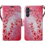 Zase Design for Samsung Galaxy A35 5G Wallet Phone Case Protective Flip Cover Purse Cute Woman Premium PU Leather Folio w/Kickstand ID Card Slot Wrist Strap Magnetic Lock (Pink Cherry Blossom)