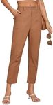 GRACE KARIN Capris Pants for Women Office Pants Womens Pants Dressy Casual Tummy Control Rust Brown M