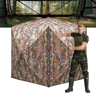 FUNHORUN Hunting Blind 360 See Through Ground Blind, Pop Up Deer Blind