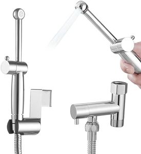 BATHLAVISH All Brass Bidet Sprayer Set for Toilets, Wall or Toilet Mount, Handheld Dual Thumb Pressure Controls, Superior Hoses Kit, Handheld Bidet Sprayer Cloth Diaper, Bidet Attachment Chrome