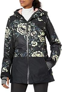 Roxy SNOW Junior's Torah Bright Snowflake Snow Jacket, True BLACK_TORAH'S Roses, S