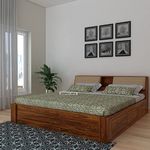 Ganpati Arts Solid Sheesham Wood Mayor King Size Bed with Box and Headboard Storage Wooden Palang Double Bed for Bedroom (Natural Finish) 1 Year Warranty