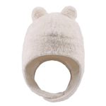 PEECABE Winter Baby Hat Bear Fleece Toddler Earflap Beanie Unisex Infant Snow Cap Warm Kids Trapper Hats for Girls Boys 0-36M (0-9 Months, White Hat)