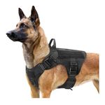 WapaW Dog Harness, Tactical Heavy Duty Dog Harness No-Pull Breathable Adjustable Pet Vest with Handle for Outdoor Walking, Hiking, Training (Chest Girth 33.4 to Max 46.4 Inch) (Black, XL)