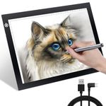 KIVOTAC A4 LED Light Pad, Ultra-Thin USB Powered Bright Board Adjustable Light Table for Drawing, Weeding Vinyl, Diamond Art, Sketching, Tracing and Animation