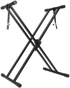 Kadence Keyboard stand Heavy-Duty NK64 , Double-X, PRE-ASSEMBLED, Infinitely Adjustable Piano Keyboard Stand with Locking Straps, Black (NK64-3kg, Pre-Assembled)