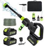 Cordless Pressure Washer, Portable Power Washer Battery Pressure Jet Washer 28 Bar/406 PSI with 2 Pack Battery, 6 In 1 Nozzle, Foam Pot, 16FT Hose for Patio Cleaning and Car Washing