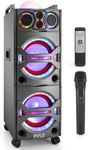 Pyle Portable Bluetooth PA Speaker System - 2000W Active powered Outdoor Bluetooth Speaker Portable PA System w/ Microphone In, Party Lights, USB SD Card Reader, AUX/RCA/FM Radio, Wheels - PSUFM1043BT