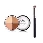 Multibrite Tri-color Cream Concealer Palette with Concealer Brush Waterproof Longlasting Makeup Concealer Foundation for Dark Skin Cover Spots Acne Marks Full Coverage (UR-MPMP-C-WTB-831)