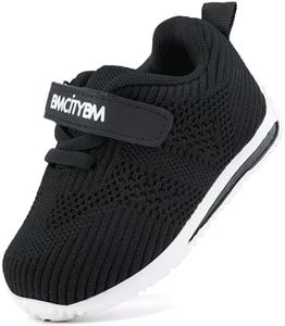 BMCiTYBM Baby Walking Shoes Boy Girl Tennis Sneakers Breathable Infant First Walker Shoes 6 9 12 18 24 Months Black Size 18-24 Months Toddler