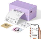 MUNBYN Shipping Label Printer Bluetooth, Postage Thermal Label Printer 4x6 for Business, Compatible with Etsy, Shopify, eBay, Amazon, Royal Mail, DHL, DPD, Evri, with 25 Labels, 130B, Purple