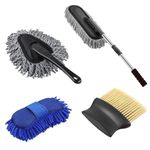 Complete Car Cleaning Kit – Scratch-Free Car Brush, Car Sponge, Mini Microfiber Duster & Long Handle Microfiber Duster for Interior & Exterior Care(Pack of 4)