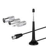 ZORBES® 14'' Telescopic Radio Antenna with Base, Digital Audio Broadcasting Accessories, Universal FM/AM Signal Booster Aerial with 3 Adapters and 3m Coax Cable for Home Stereo, and Portable Radios