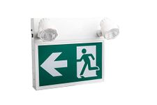 M.T.C Canada LED STEEL RUNNING MAN EXIT SIGN COMBO CSA Certified With 2 Head LED 2Wx2 Input Voltage 120-347V Include 3 Type Running Man Faceplate For Sale (Pack of 1 Pc)