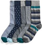 Goodthreads Men's Patterned Socks, Pack of 5, Green, One Size, Green, One Size