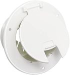 RV Cable Hatch, 5" Round Electrical Cable Hatch for 30 and 50 Amp Cords, White RV Camper Trailer Power Cord Hatch Electrical Access Door