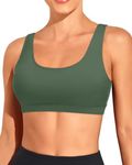 Tempt Me Women Sports Bra Bikini Top Push Up Scoop Neck Bathing Suits Top Tank Crop Top for Teen Girls, Army Green, Small