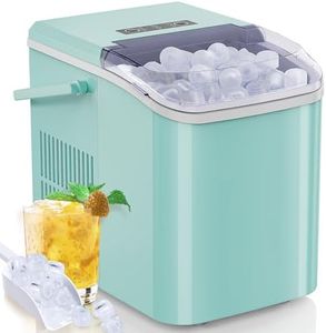 SMUG Countertop Ice Maker, 9 Cubes in 6 Mins, 26lbs in 24Hrs, 2 Sizes of Bullet Ice, Auto-Cleaning, Portable Ice Machine with Handle, Basket and Scoop for Home Kitchen, Party and Camping (Green)