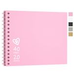 Vienrose 28 x 20.5 cm Scrapbook 40 Pages Photo Album, Hard Cover Kraft Paper Photo Book, DIY Scrap Book for Weddings, Birthdays, Pink